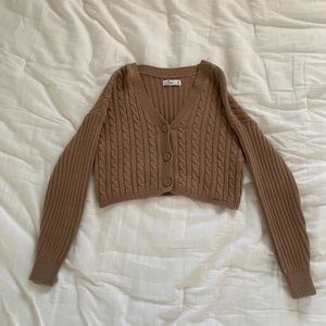 M brown cropped cardigan from hollister